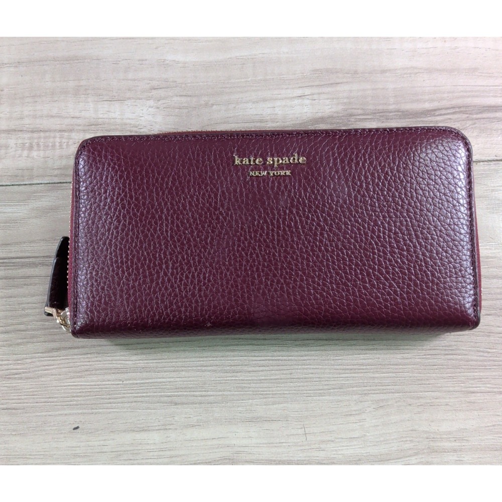 Kate Spade New York Lena Large Continental Wallet Pebble Leather Cherrywood